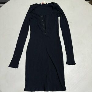 NEW FREE PEOPLE BEACH LONG SLEEVE BLACK DRESS SZ MEDIUM M